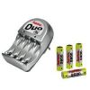 Зарядное устройство DUO+4 акк-ра  AA 2600 mah. Заряжает акк-ры AA или AAA, авт.откл., авт.контроль времени зарядки, встр. Блок питания HAMA