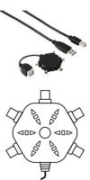 Кабель USB A-B (m-m) + адаптер USB B (f) -> 5 штекеров miniUSB (B4, B5, B6, B8, M4) (m), черный, Hama     [ObF]